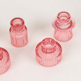 Pink Ribbed Taper Candle Holders Pink Ribbed Taper Candle Holders