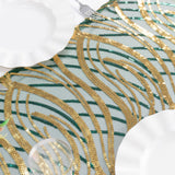 Transform Your Table with the Hunter Emerald Green Gold Wave Embroidered Sequins Table Runner