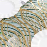 Embroidered Hunter Emerald Green Gold Sequin Table Runner